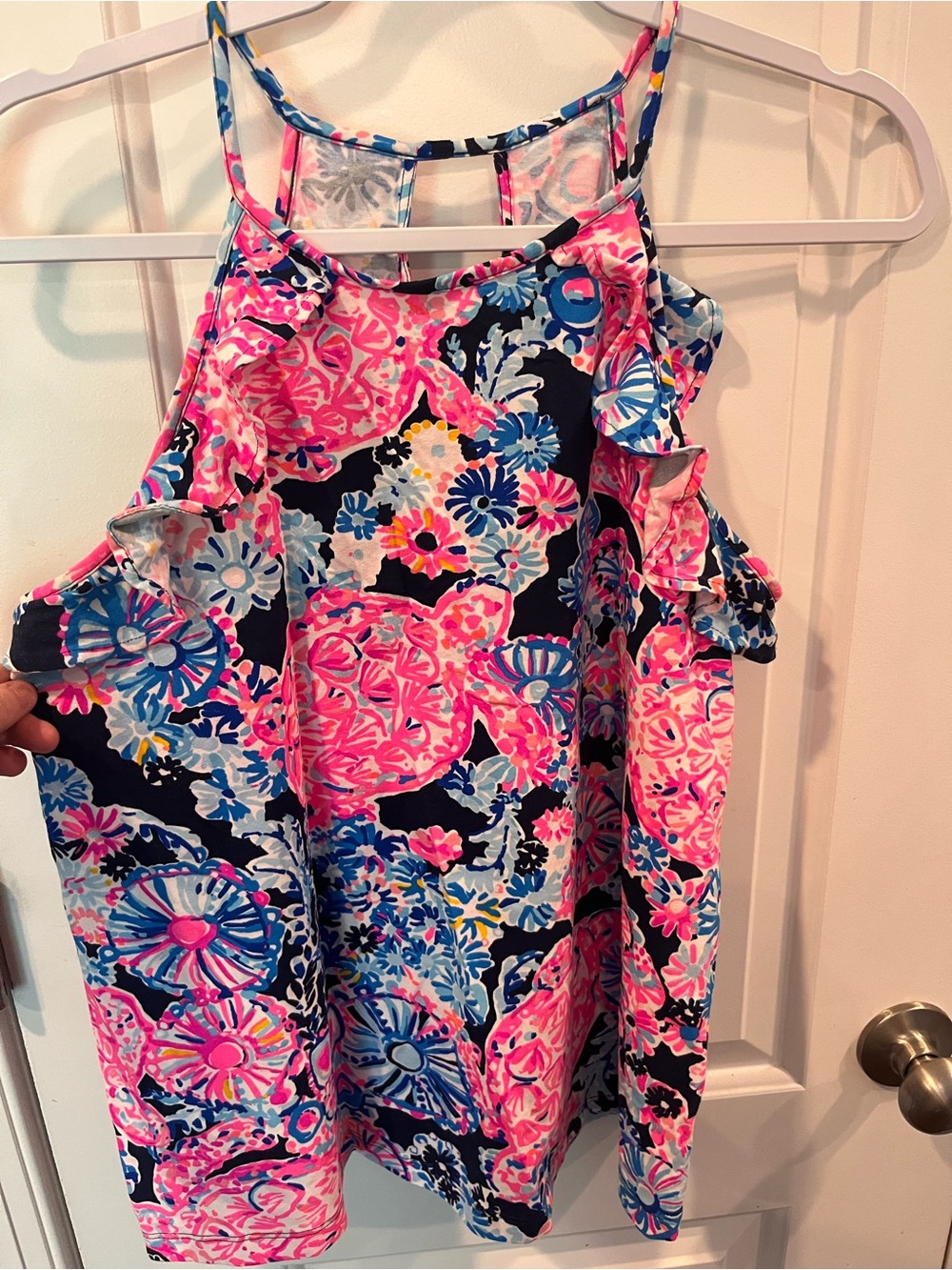 Lilly Pulitzer Navy Pink Blue Floral Halter Top
